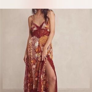 Free People Red and Orange Lace Maxi Dress